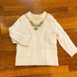 Ann Taylor Cream Cable Knit Sweater